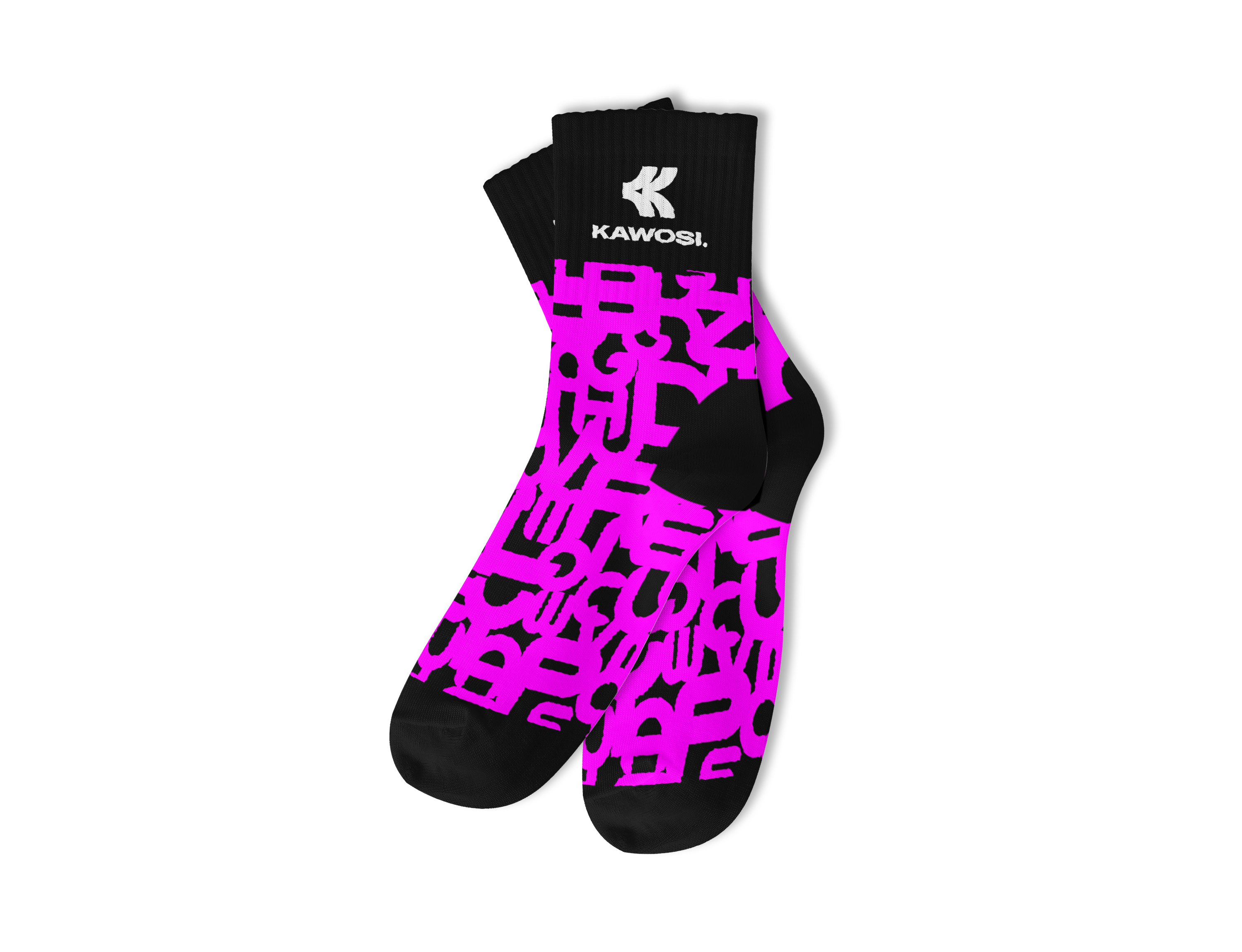ABSTRACT LETTER HOT PINK BL SOCKS