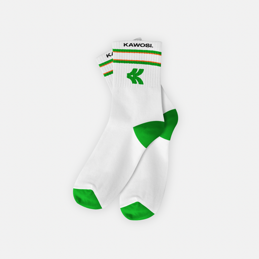 WHITE GREEN UNI SOCKS